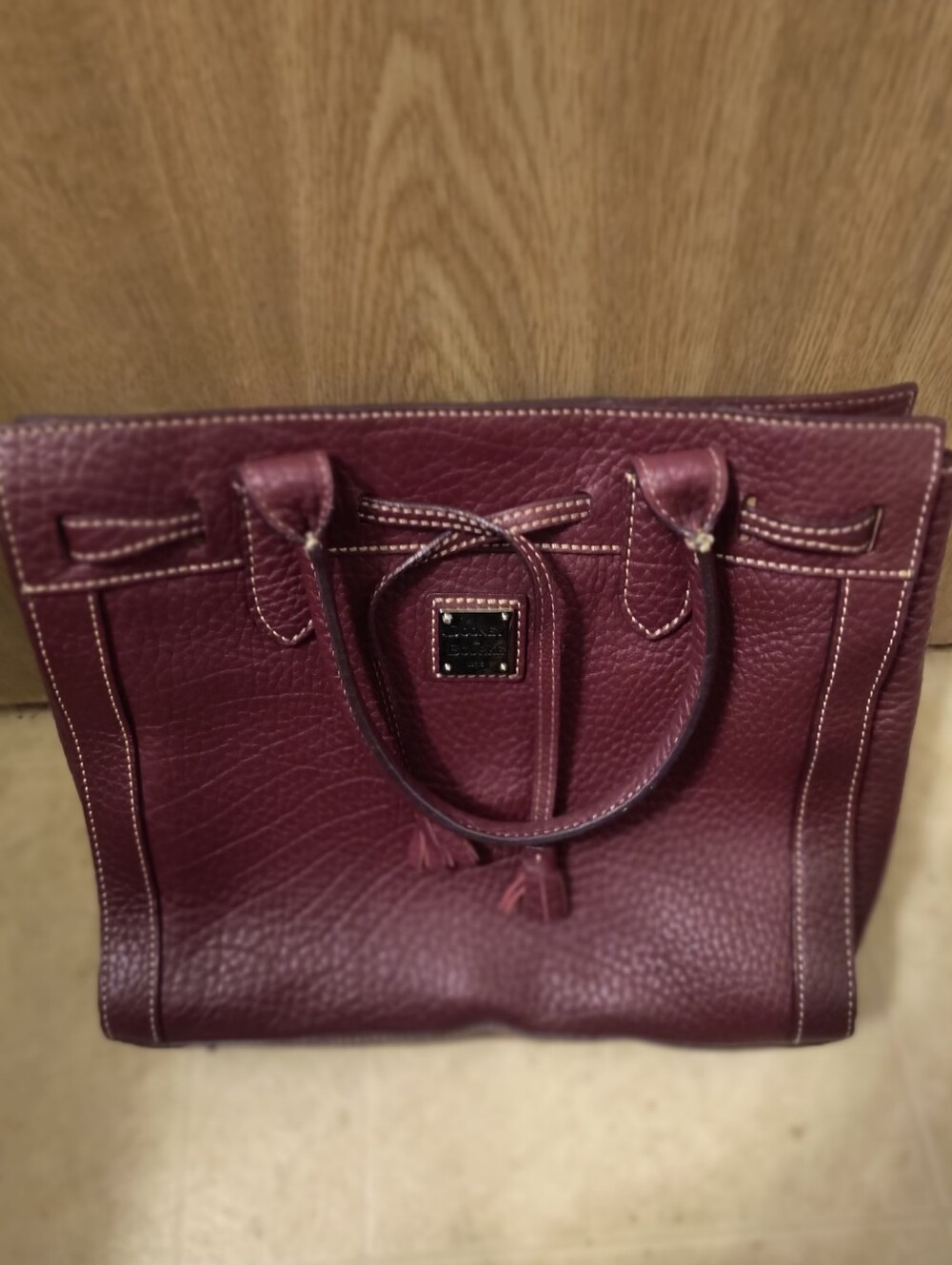 Vintage 2000s Dooney & Bourke Bordeaux Leather Tote Bag | Rare Paisley Interior - Picture 11 of 11